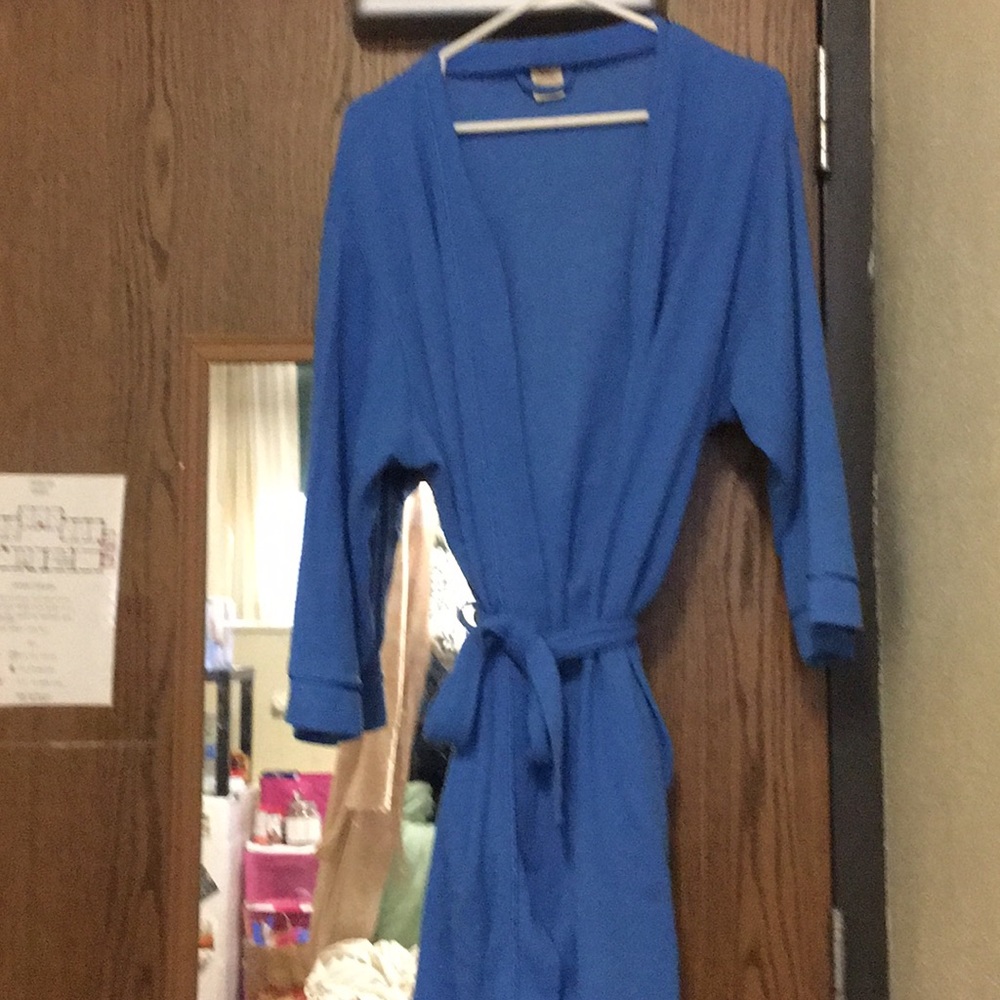 Blue plus size terry cloth robe